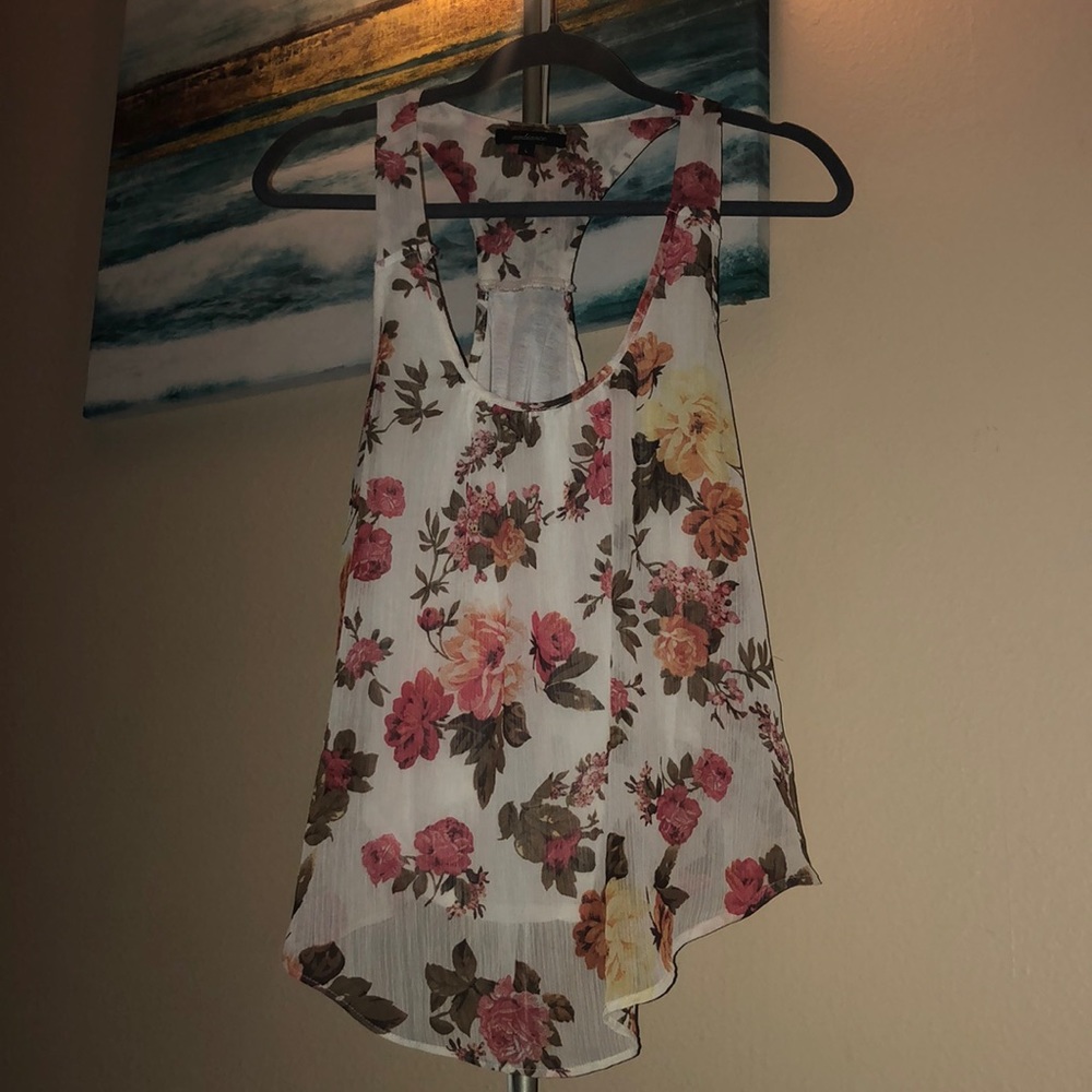 Sheer floral tank top